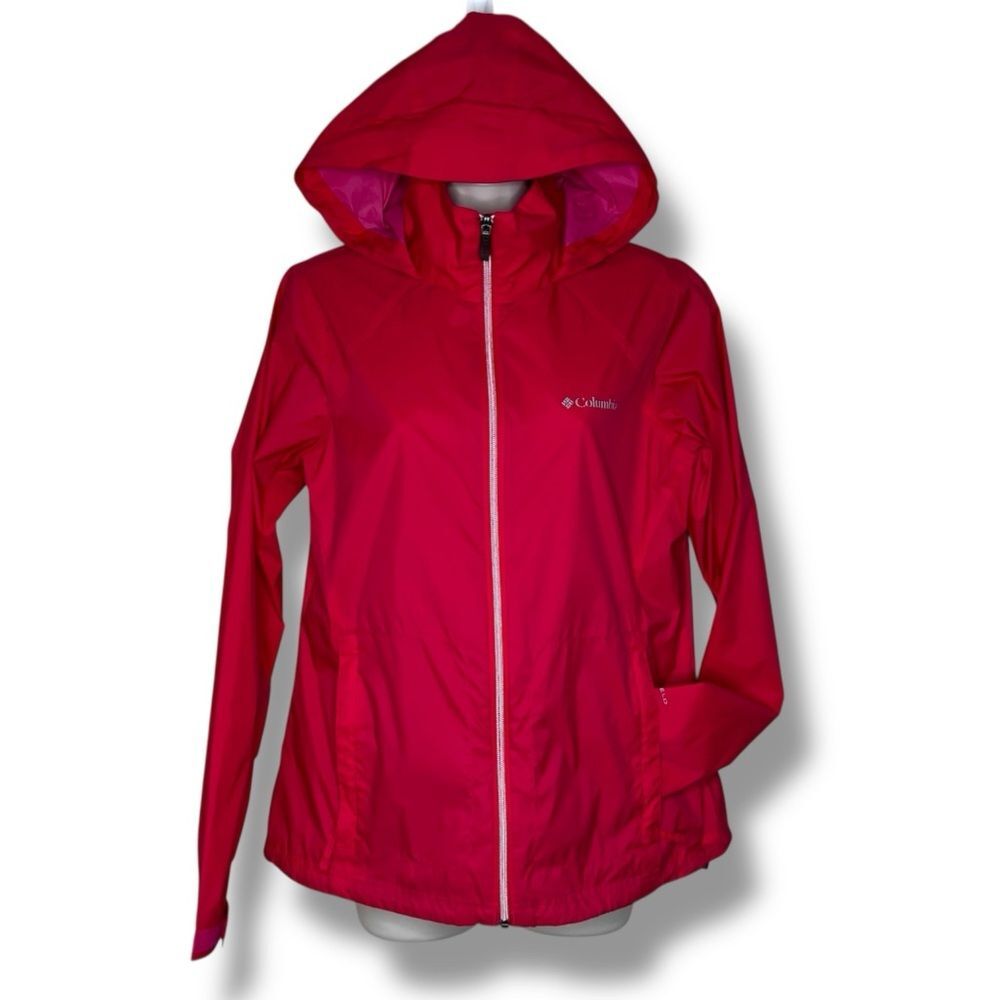 Columbia Switchback II Pink Rain Jacket Windbreaker Hooded Women Medium Full Zip